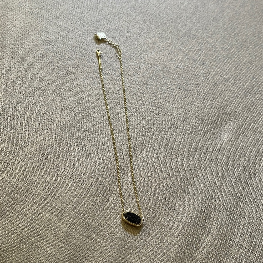 Kendra Scott Elisa Gold Pendant Necklace In Black Drusy